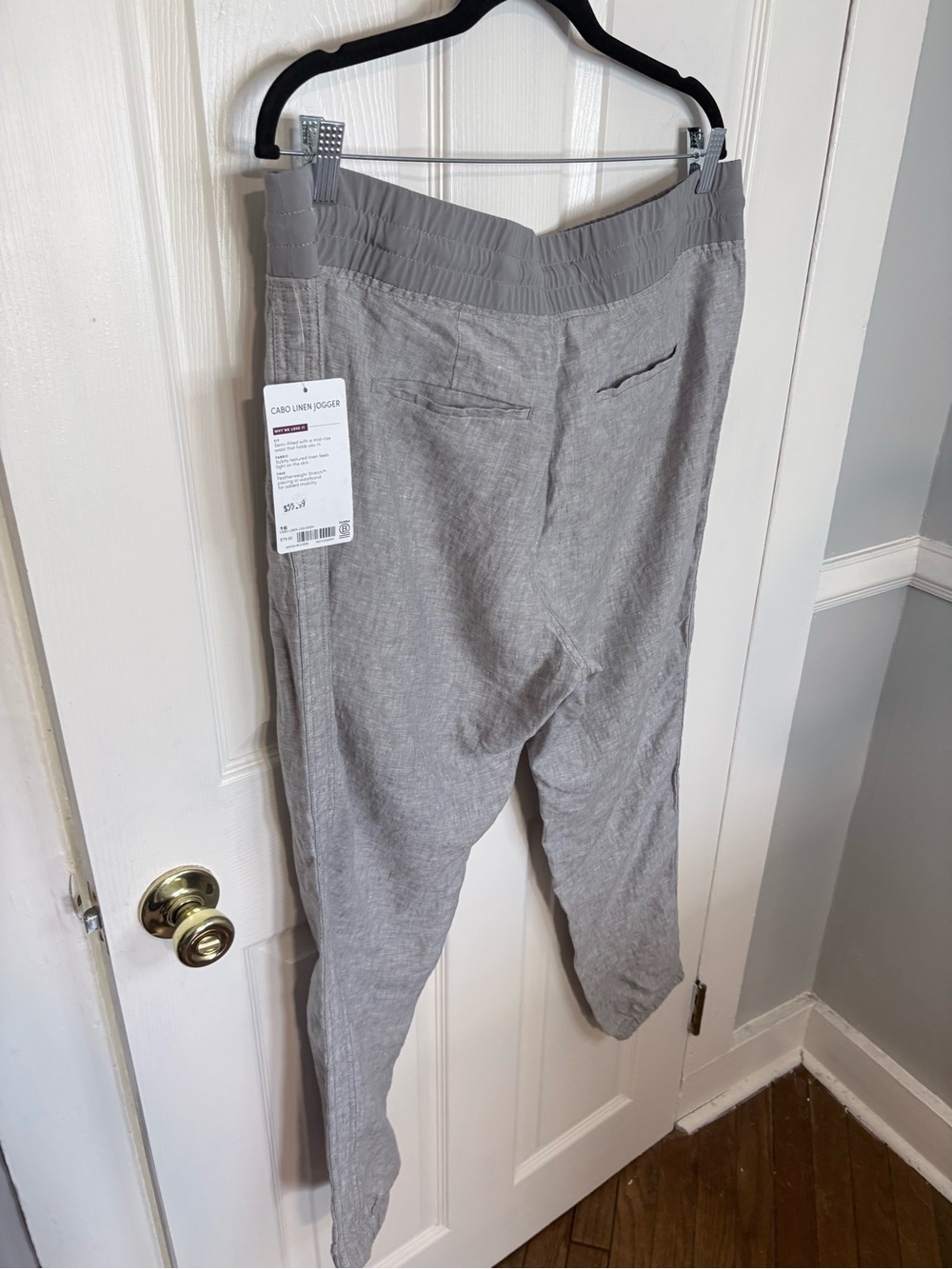 Athleta Cabo Linen Jogger Gray Mid Rise Lightweight Pants NWT Size 16 - Picture 7 of 9